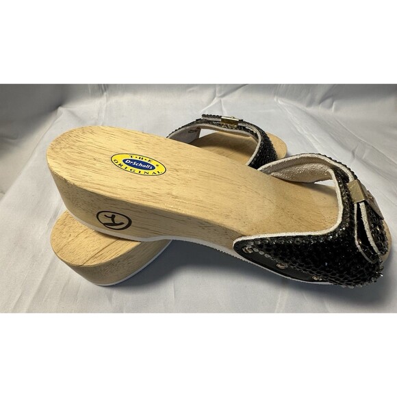Dr . Scholls The Original Wooden Exercise Clog Sandals Custom Crystal Bling 10M - Picture 9 of 10